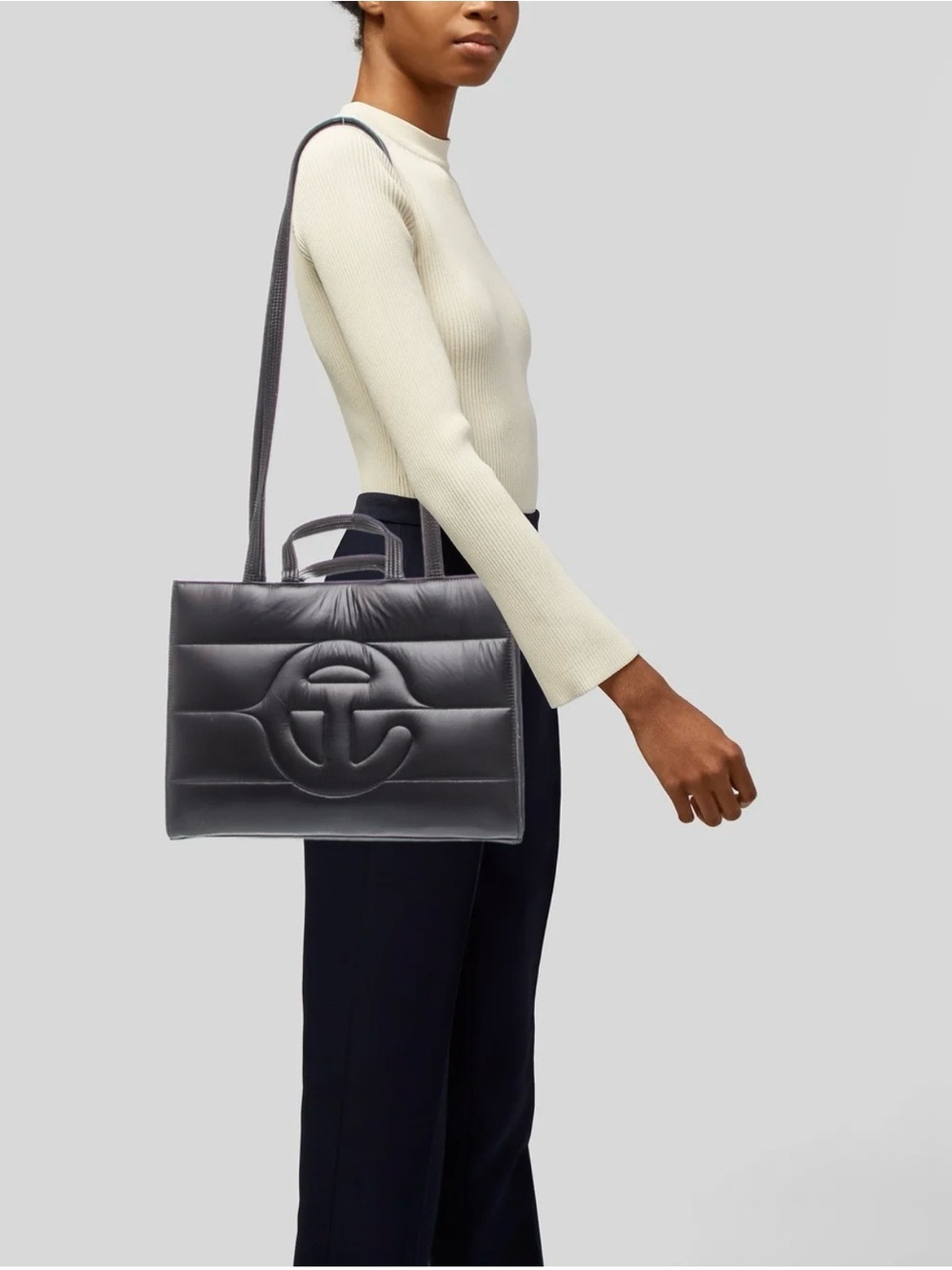Telfar Quilted Nylon Tote Bag in Black
